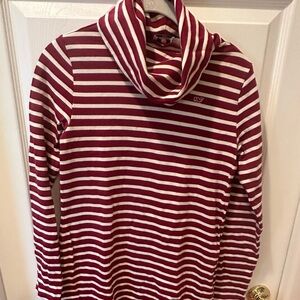 Vineyard Vines Dark Red  and White Striped Dress with Cowl Neck.